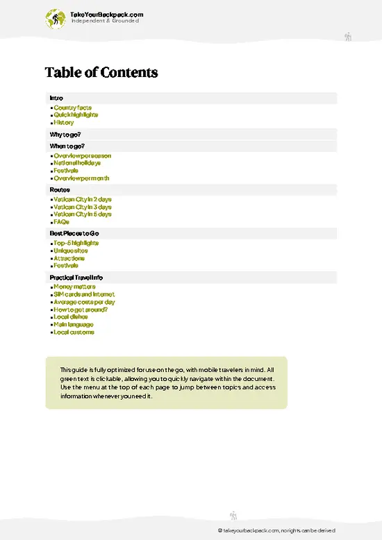 example page 2 from our offline Travel Guide for Vatican City State